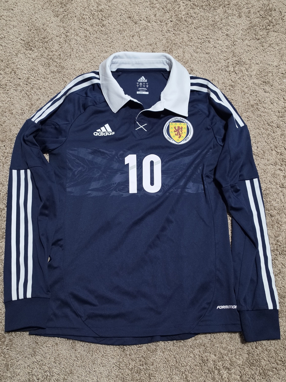 2011 Adidas Scotland National Team #10 Long Sleeve Soccer Jersey, Men's S